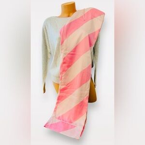 Victoria's Secret Pajama Crew Sweater Top & Satin Pants Stripes Pink